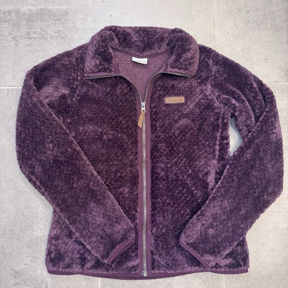 Columbia Womens Jacket Size M Fireside Fleece Full Zip Logo Outdoors Purple - Picture 1 of 10